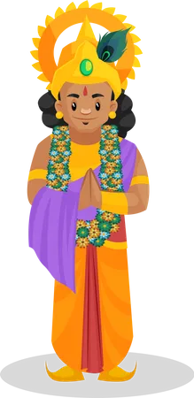 Lord Krishna standing in welcome pose  Illustration