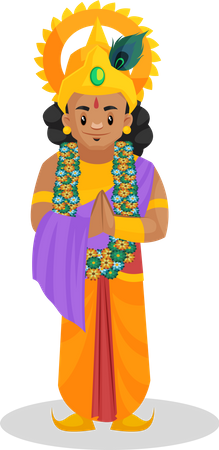 Lord Krishna standing in welcome pose  Illustration