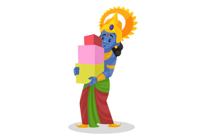 Lord Ram carrying boxes Illustration