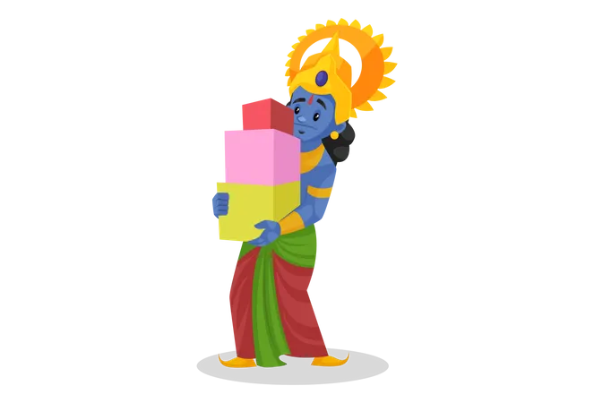 Lord Ram carrying boxes Illustration
