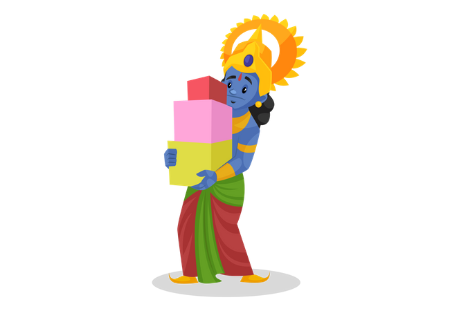 Lord Ram carrying boxes  Illustration