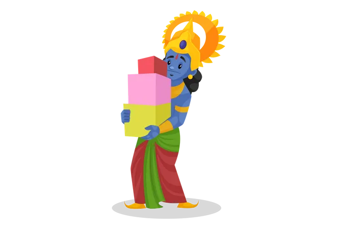 Lord Ram carrying boxes  Illustration