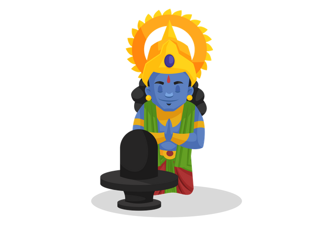 Lord Ram doing worship of Lord shiva  Illustration