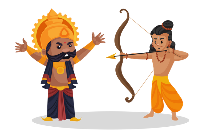 Lord Ram greift Ravan an  Illustration