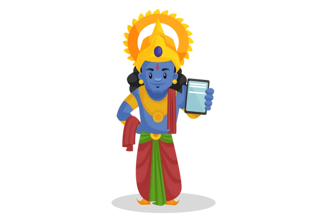 Lord Rama using mobile Illustration