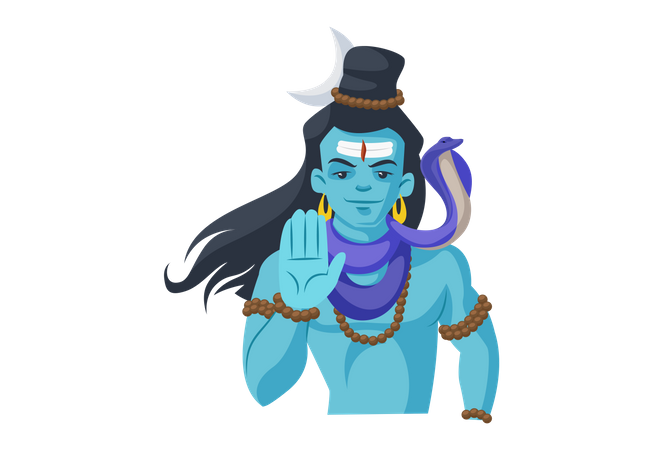 Best Premium Hindu God Shiva Cartoon face Illustration download in PNG &  Vector format