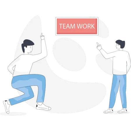 Los chicos hablan del trabajo en equipo  Ilustración