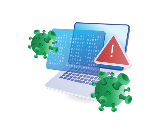 Los datos de la computadora están infectados con virus maliciosos.  Ilustración