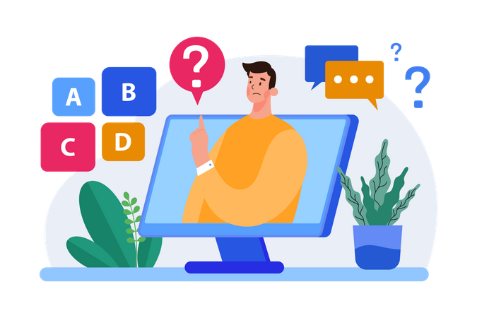 Los empleados de la empresa utilizan encuestas en línea para encontrar ideas  Ilustración