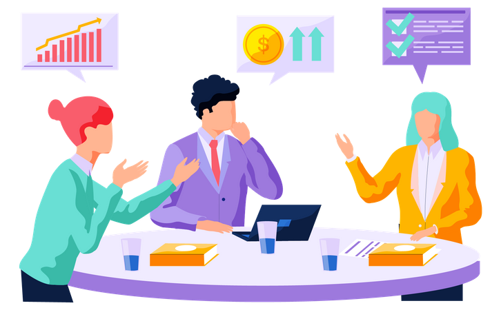 Los empresarios planean aumentar los ingresos de la empresa  Ilustración