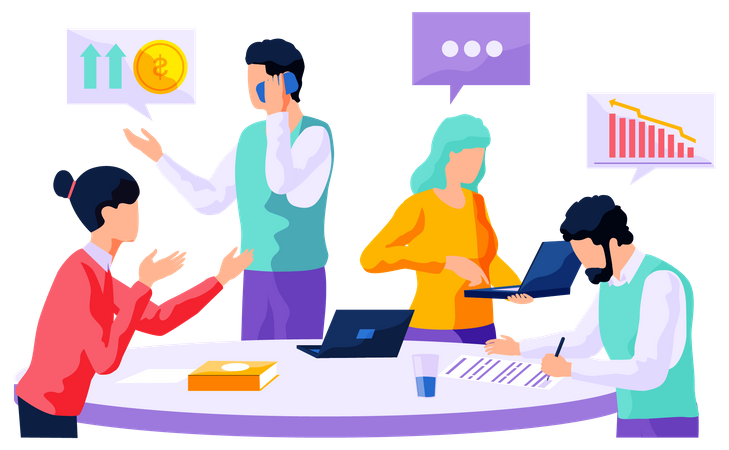 Los empresarios planean aumentar los ingresos de la empresa  Ilustración