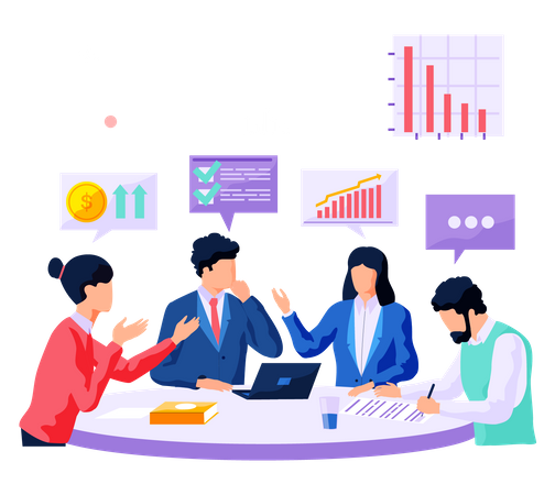 Los empresarios planean aumentar los ingresos financieros de la empresa  Illustration