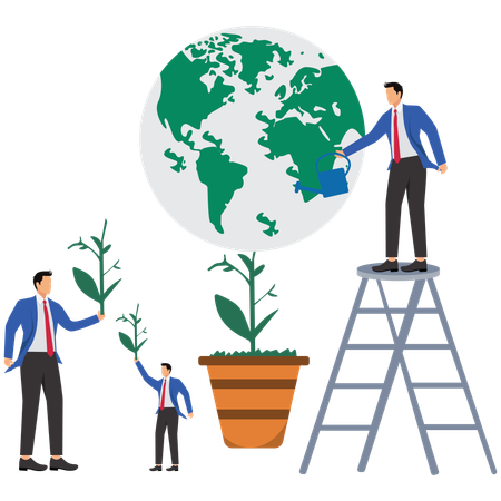Los empresarios salvan el medio ambiente  Illustration