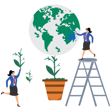Los empresarios salvan el medio ambiente  Illustration