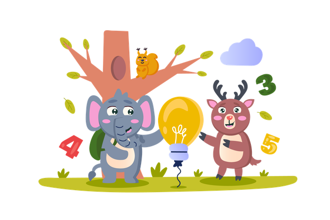 Los estudiantes discuten ideas en clase.  Ilustración