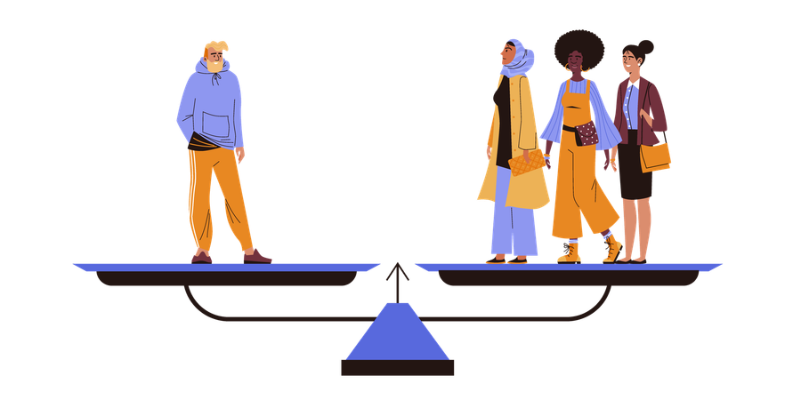 Los hombres blancos pesan más en la báscula que los musulmanes que usan hiyab.  Ilustración
