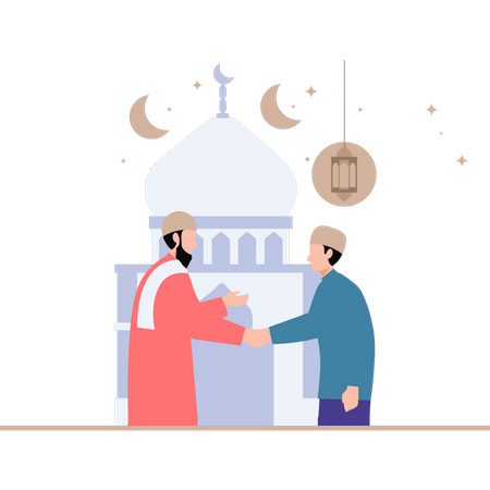 Los hombres hablan sobre eid  Ilustración