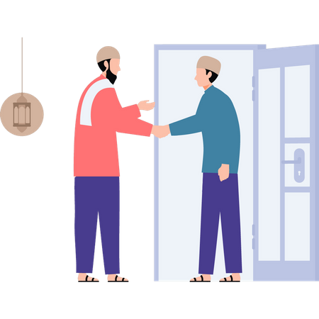 Los hombres musulmanes están hablando.  Ilustración