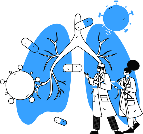 Los médicos diagnostican cáncer de pulmón a través del informe del paciente  Ilustración