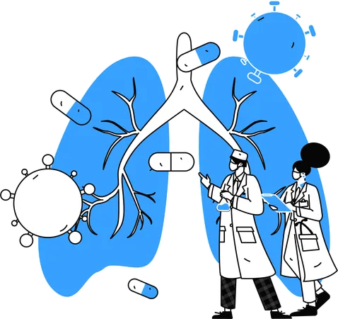 Los médicos diagnostican cáncer de pulmón a través del informe del paciente  Ilustración