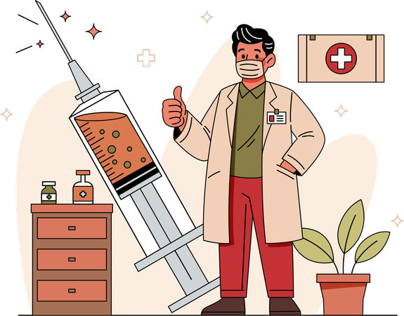 Los médicos guardan jeringas  Ilustración