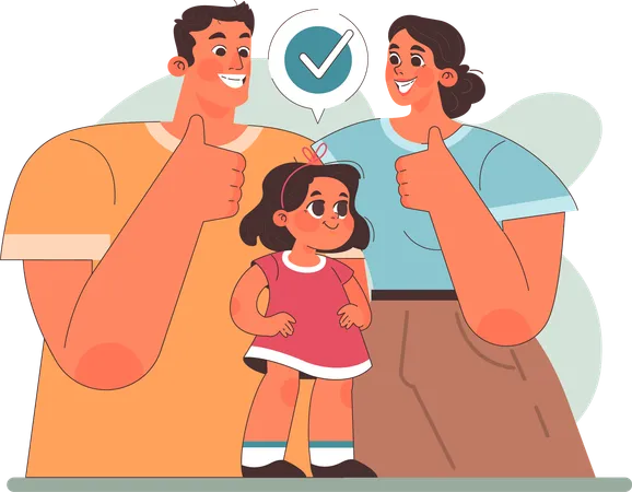 Los padres aprecian a la niña por su desempeño  Illustration