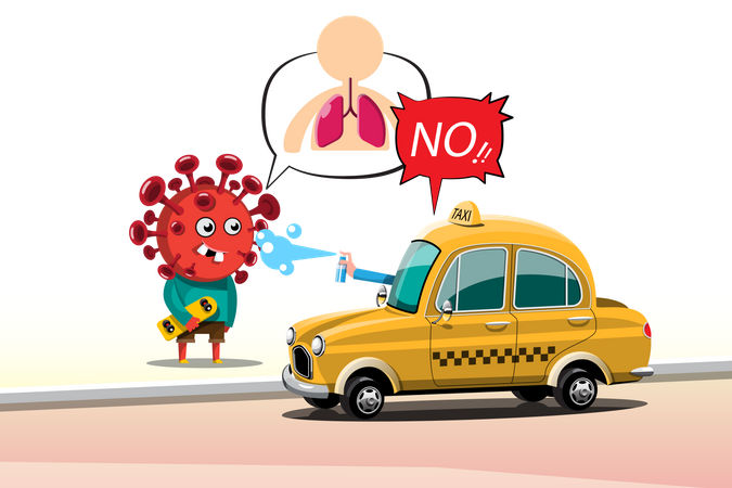 Los taxis impidieron que los pasajeros infectados por el coronavirus subieran al coche  Ilustración