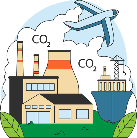 Los viajes en avión provocan contaminación del aire  Illustration