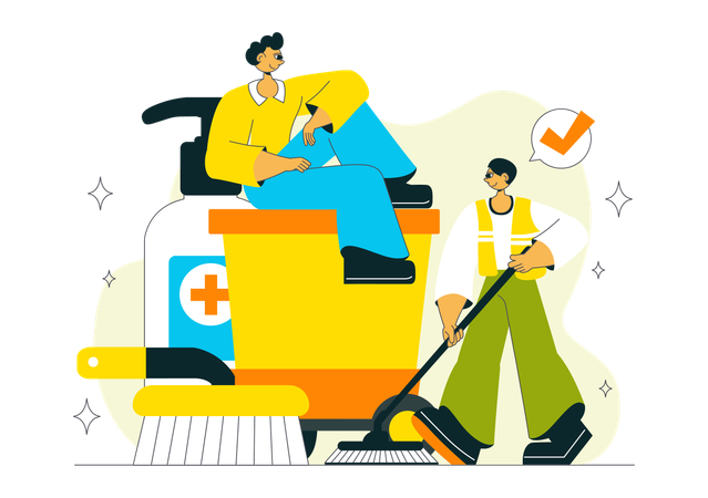 Los voluntarios se encargan de la limpieza  Ilustración