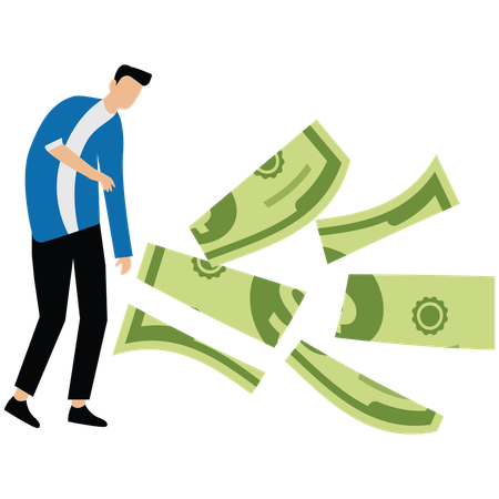 Lose money investment in financial crisis  Illustration