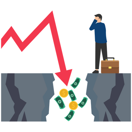 Lose profit investment in financial crisis  Illustration