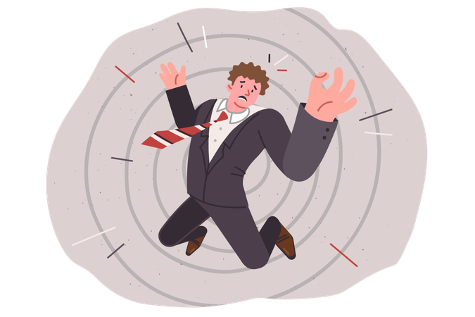 Loser business man falls into abyss and flies down  Illustration