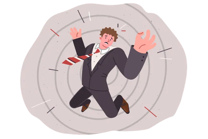 Loser business man falls into abyss and flies down  Illustration