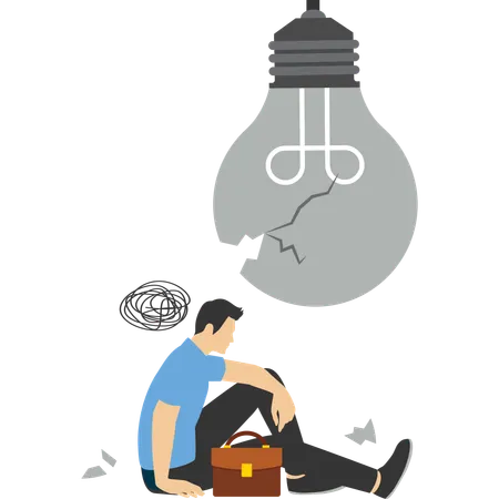 Light Bulb Explosion Exhausted Inspiration Symbol Of Creative Idea Brainstorming Business Creativity Illustration