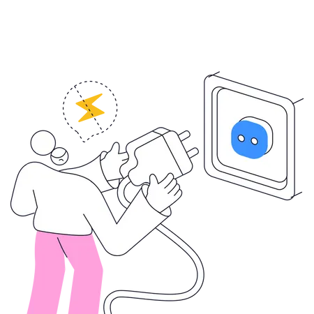 Unplugging The Power Causes A Lost Connection On The Website 404 Illustration