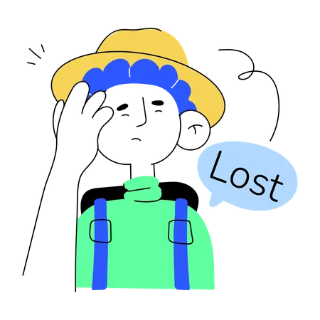 Trendy Illustration Of Lost Tourist In Hand Drawn Style Illustration