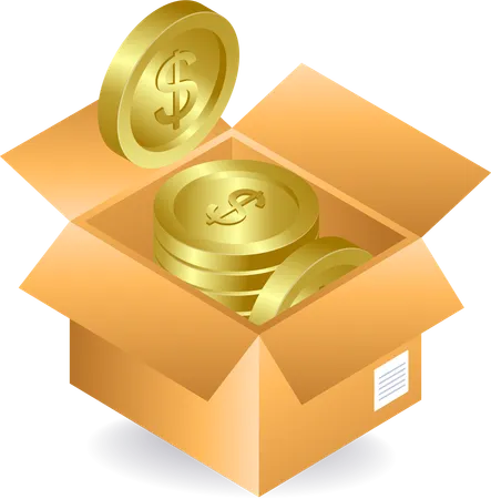 Lots of money in box  Illustration