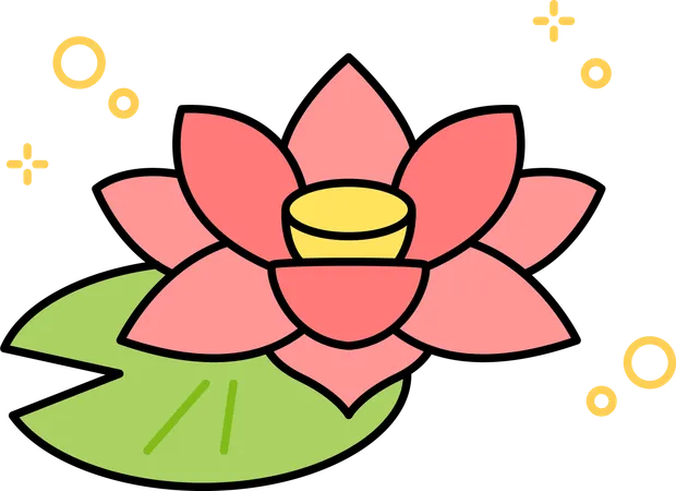 Lotus flower in pond  Illustration