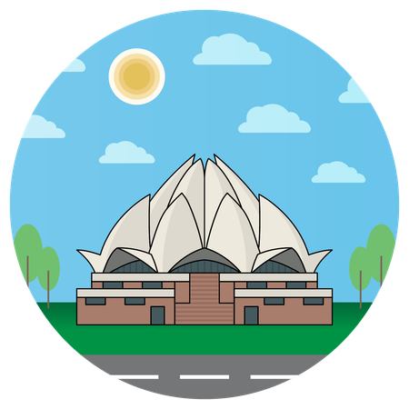 Templo de Lótus Delhi Índia  Ilustração