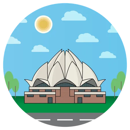 Templo de Lótus Delhi Índia  Ilustração