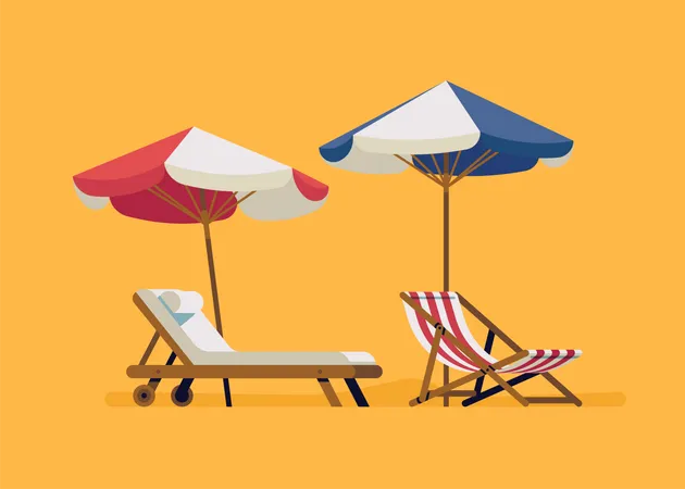 Lounge and deck chairs Illustration