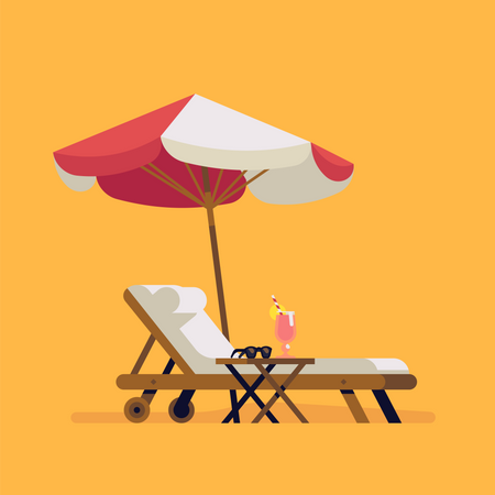 Lounge chair and sunshade umbrella  Illustration