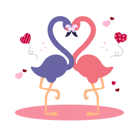 Love Flamingos  イラスト