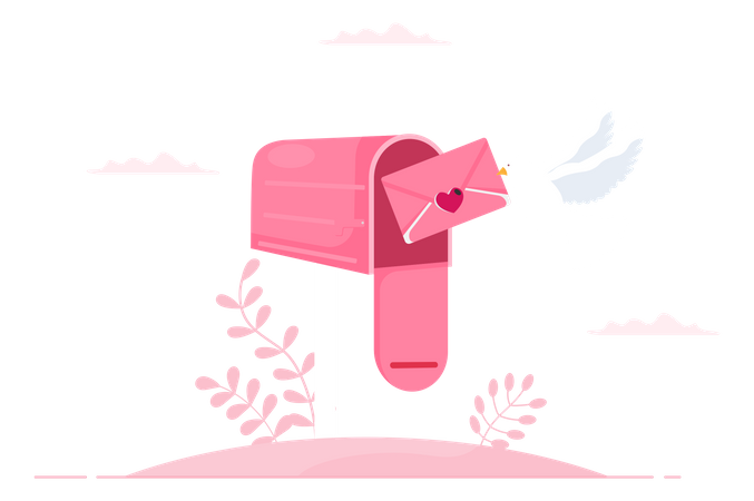 Love Letter in mailbox Illustration