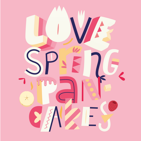 Love Spring Pancakes Illustration