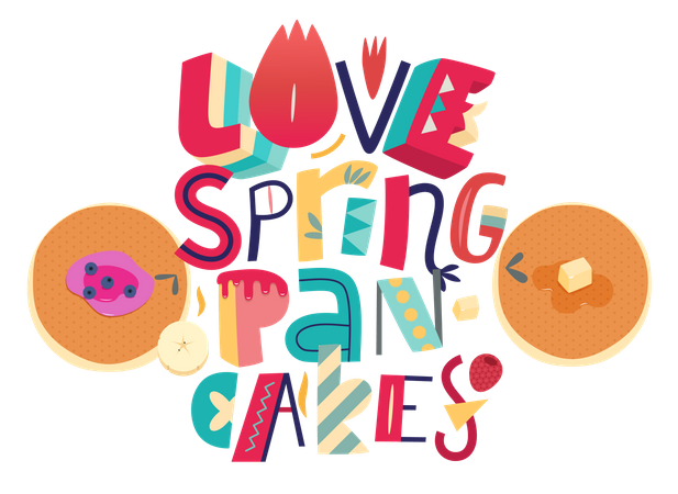 Love Spring Pancakes  Illustration