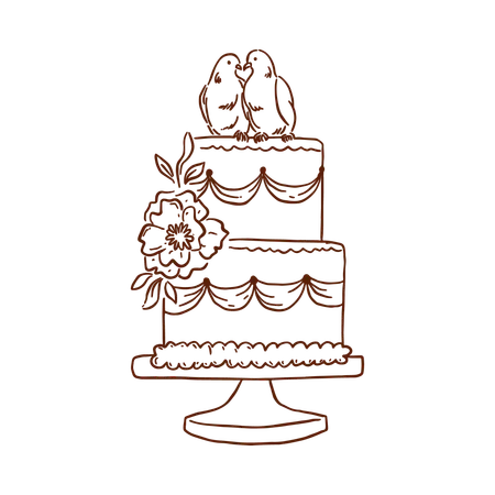 Lovebird Wedding Cake  Illustration