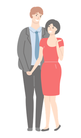 Lovely couple is holding hands  Illustration