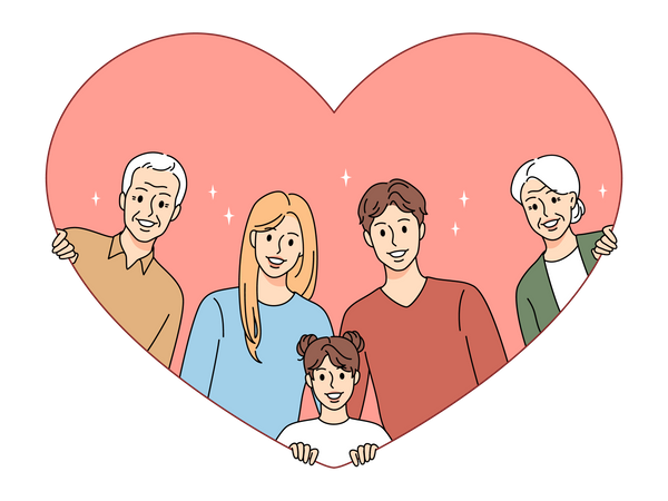 Lovely family posing together  Illustration