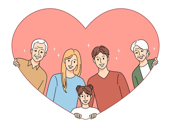 Lovely family posing together  Illustration